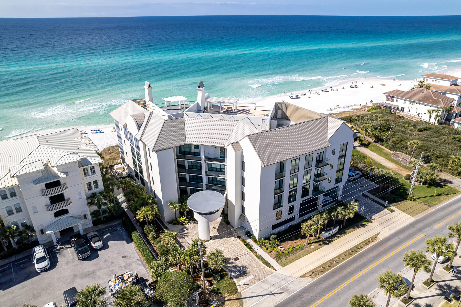 Welcome to Costa Blanca, an exclusive beachfront address on Scenic 30A.  Constructed in 2018, the ownership in this gorgeous building is limited to only (14) condominium residences, thus providing a very private setting.  It is a gated, beachfront enclave in one of the most superior locations along the most stunning stretch of scenic corridor in Santa Rosa Beach known as 30A of South Walton County, Florida.Penthouse 400 is particularly exclusive, as its (4)-bedrooms and (4)-baths are oriented with fabulous South-Westerly views to enjoy unforgettable sunsets across the sugary-white sands of the area's world-class beach and the glistening waters of the Gulf of Mexico. The expansive 2,800+ square foot plan is one of the most impressive condominiums on Scenic 30A, as its tremendous