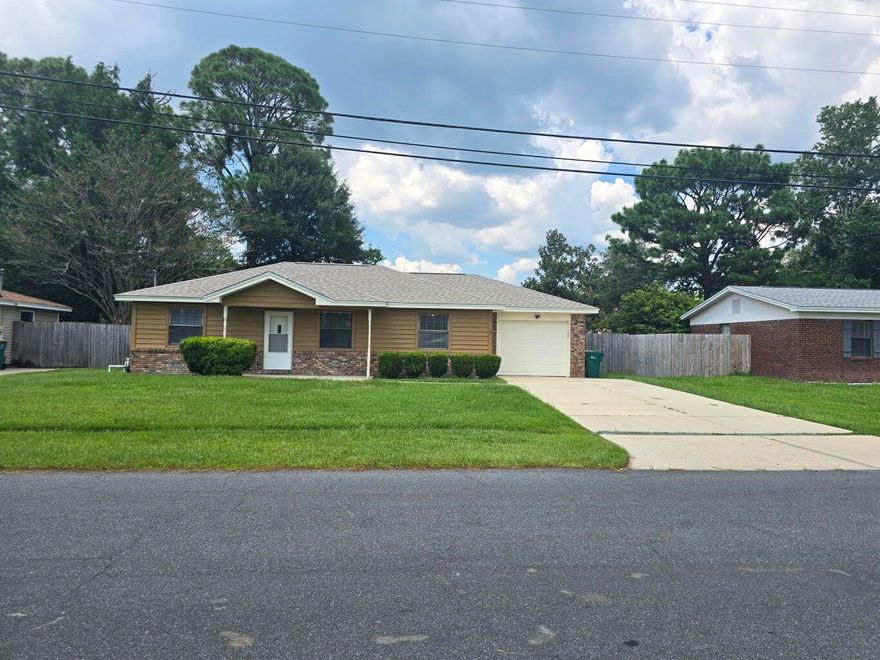 You won't want to miss this one! No HOA! Conveniently located Home in Ft Walton Beach. with Easy access to both Hurlburt AFB, Eglin AFB, as well as local schools, shopping and area beaches. No need to travel congested Hwy 98. This home has Updated Kitchen and baths. Kitchen also has a quaint nook for a small breakfast table. A 1 car garage plus a Double car width driveway. Perfect for not only your vehicles but your recreational toys. The back yard Oasis is sure to impress with ample room for your entertaining, outdoor activities, and enjoyment. New Roof April 2022. Heat/Air 8/2022. New Hot water Heater 10/31/2025. New Lawn pump and timer 5/2025. Transferable Termite Warranty. See sellers' property disclosure for recent termite repair details and Foundation repair details.  Buyer(s) and/or agent must verify all information, data, and specifications deemed important to them.
All measurements are approximate and to be verified by Buyer(s).