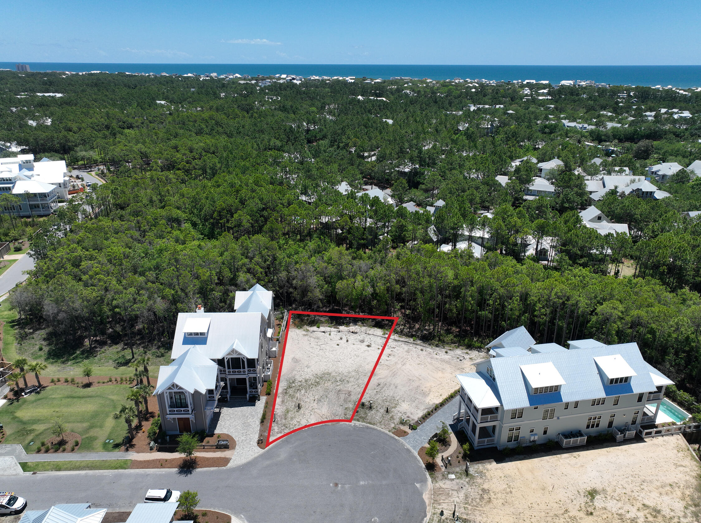 Beautiful Phase 5 homesite in Watercolor. The newest section of Watercolor is a rental restricted neighborhood with its own pool and access to all of the amazing Watercolor amenities. This lot backs up to green space and is located on a cul de sac.