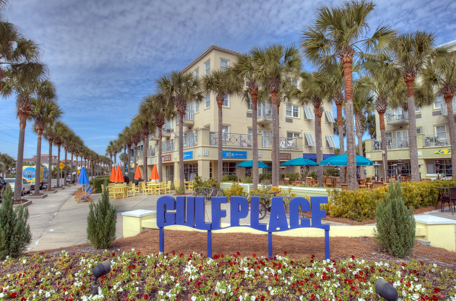 This furnished studio at The Inn at Gulf Place makes for a dynamo rental. Located in a highly sought after location on Scenic 30A, this unit grossed just over $17K in 2014. There are a total of 15 current bookings summing $7K from March-June 2015 and new owner must honor these bookings when purchasing the unit. Owner has made several upgrades to include: new French doors, granite counter top on bathroom vanity, new heating/ac wall unit, programmable door locking system and new blinds totaling $5K. Tiled floor throughout and kitchenette counter is oversized for this type of condo. Washers and dryers are located on the 2nd floor of this building. This top floor studio unit faces the amenities and concert area at Gulf Place. Open the French doors and enjoy the activities right from your unit.