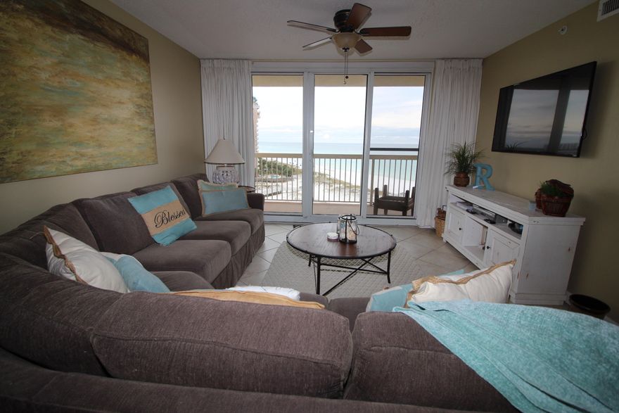 No wear and tear on this beautifully updated unit that has never been rented. Gorgeous tile in main area and wood like beachy laminate in both bedrooms. Cottage cabinet doors and updated mica top on breakfast bar. Unit comes completely furnished and is rental ready. This location is the sweet spot in the building. Make it your own! Could be a rental powerhouse!Amenities include tennis courts, spa, sauna, 3 pools, game room, conference center, gym, bar, cafe, covered parking. Easy show! Starting Jan 1, 2020 the HOA fee for a new improvement will be 663.57 . A gorgeous 114 ft. zero entry pool, 12 seat spa and bathrooms are being built on the beach. This added assessment is for 3 years per the HOA director. You can verify with them if needed. Call the HOA.