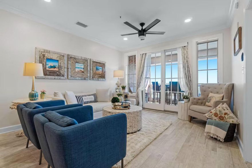 Beautiful top floor, corner unit on the Seacrest Beach loop. One block away from Rosemary, what has been called one of the most beautiful beach towns in America. Enjoy water views from your living room, primary bedroom, and balcony. The pictures fail to capture how good the view is! This unit is heavily booked with great reviews. You can't beat the location, mere steps from dining, cafes, shopping, beach access, and a fantastic pool. This is a unit that you won't want to miss!