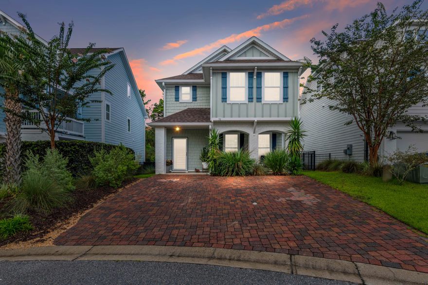 Extraordinary 3-bedroom, 2.5-bath residence situated in the delightful Inlet Beach community of Pinewood Preserve. This home showcases an inviting open floor plan showcasing plenty of natural light. Upon arrival, you'll be greeted by a stunning covered porch adorned with double brick arches.  Stepping inside, you'll find a living area graced with recessed lighting and hardwood floors that extend throughout the main living spaces. The kitchen has been tastefully updated with Quartz countertops, modern stainless steel appliances, and a convenient island complete with a breakfast bar for additional seating. Ascending to the upper level, you'll discover a generously sized master bedroom, complete with its own ensuite bath. As well as two more bedrooms, ensuring ample space throughout. Situated on a generous lot, the expansive backyard seamlessly merges with the serene surroundings of the lush pinewoods, creating a secluded haven that feels worlds away from the hustle and bustle of everyday life. With plenty of space for outdoor furniture and recreation, you can create your own outdoor sanctuary, tailored to your preferences and lifestyle.

Located in close proximity to Lake Powell. Launch your kayak, canoe, or paddle board to explore Lake Powell. This unique location offers easy access to the largest beach access in Walton County. Nearby Historic Camp Helen State Park offers 185 acres of outdoor activities. Nature trails, birdwatching, biking, hiking and beach-going. ((Inlet Beach is known for its picturesque beauty and vibrant community feel. You'll have easy access to local shops, restaurants, and entertainment options, ensuring that you're never far from the excitement. With its desirable location and proximity to amenities, this beach house offers the perfect blend of tranquility and convenience. Soon to be completed pedestrian crossing will make it that much easier to enjoy all that 30A has to offer.