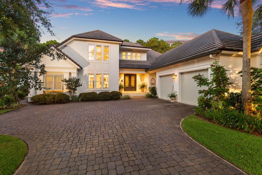 Under contract with a viewing contingency.  Accepting back Contracts.  $370,000 price reduction. This stunning Huff Homes design is in the exclusive community of Burnt Pine, offering wonderful views of the 11th tee box, a golfer's dream. High ceilings & travertine flooring create an airy, elegant ambiance. The chef's kitchen serves as the heart of the home with a two-sided gas fireplace, brick-and-mortar accents, new undermount lighting, stainless appliances, a 6-burner Dacor cooktop, WiFi-enabled oven, granite countertops, & an oversized island with additional sink, wine cooler & ice maker. Pass through French doors to enjoy an oasis-like pool & beautiful lawn with renovated irrigation system. Additional features include recirculating hot water, large closets, exterior elastomeric paint. Enter through the stately metal front doors into a vaulted foyer and formal living area with gas fireplace. Enjoy the company of friends and family in the  open concept kitchen, dining, and family room. Chef's island kitchen is warm and inviting with a gas fireplace and brick and mortar accents. Expansive windows throughout the home flood the space with natural light, creating a bright and inviting atmosphere.

Designed for comfort and luxury, the home boasts four en-suite bedrooms with updated bathrooms, including the primary suite with a spa-like experience. The primary bathroom features Quartz countertops, dual vanities, a walk-in tiled shower with dual shower heads, a towel warmer, a private water closet, and custom his-and-hers closets with built-in dressers and pull-down racks for extra hanging space. Motion-sensor lighting enhances the convenience of large closets throughout the home. Guest baths are updated with custom tile and beautiful accents.

The home is equipped with an alarm system for added security and an instant hot water recirculation system. Bose speakers throughout the living spaces, kitchen, and back porch create an immersive audio experience. A luxurious 8,000-gallon pool provides a private oasis for relaxation and entertainment. Outdoor shower and mini outdoor kitchen installed for added convenience. The brick paver driveway leads to an oversized 2 car garage plus an additional golf cart garage with a dedicated workshop space and a storage closet.

Nestled within the 2,400-acre Sandestin Beach Resort, residents enjoy world-class amenities, including 73 holes of championship golf, tennis and pickleball courts, fishing, a 98-slip marina, scenic nature and biking trails, a full-service health club and spa, golf-cart-friendly pathways, as well as an array of restaurants, entertainment venues, playgrounds, and more.