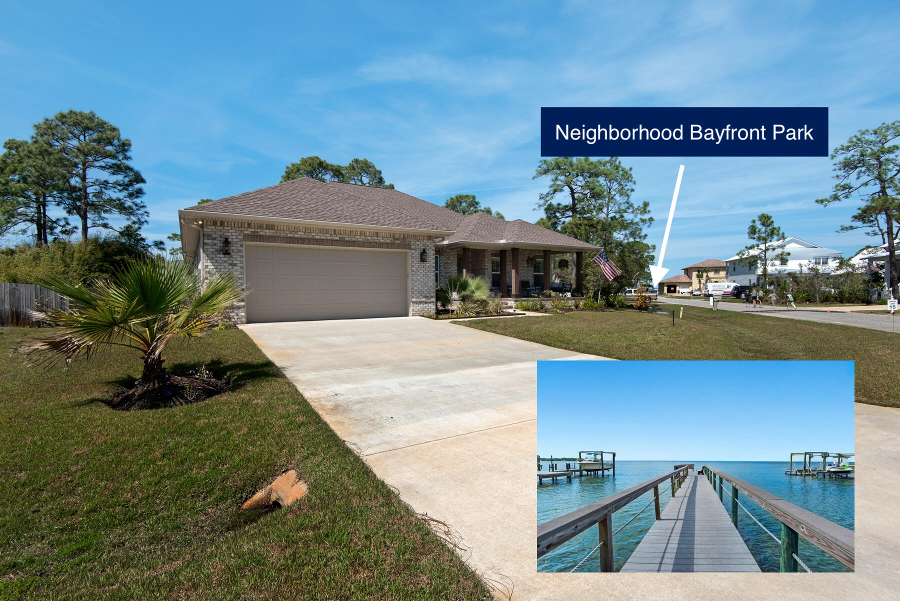 Welcome to Pelican Bay a gated community, next to Sandestin Golf & Beach Resort. This exceptional home, 350' from private bayfront park has room for a private pool. Walk to the dock to watch the sunsets, launch a kayak, canoe or paddle board or head to the pickle ball court. Finished in 2020, all the useful upgrades and elegant enhancements have been done for you. Move in ready. Open floorplan with additional bonus room/ home office. Stylish LVP flooring, gas range, Rinnai, loads of cabinet space, recess lighting, screened Florida room, 4 ton HVAC, privacy fence, gutter systems and 4 zone sprinkler system. Tasteful finishing touches such as granite counters, shiplap decor walls, barn door, subway tile backsplash, plantation shutters, glass/tile showers, 5 panel doors, double tray ceiling,