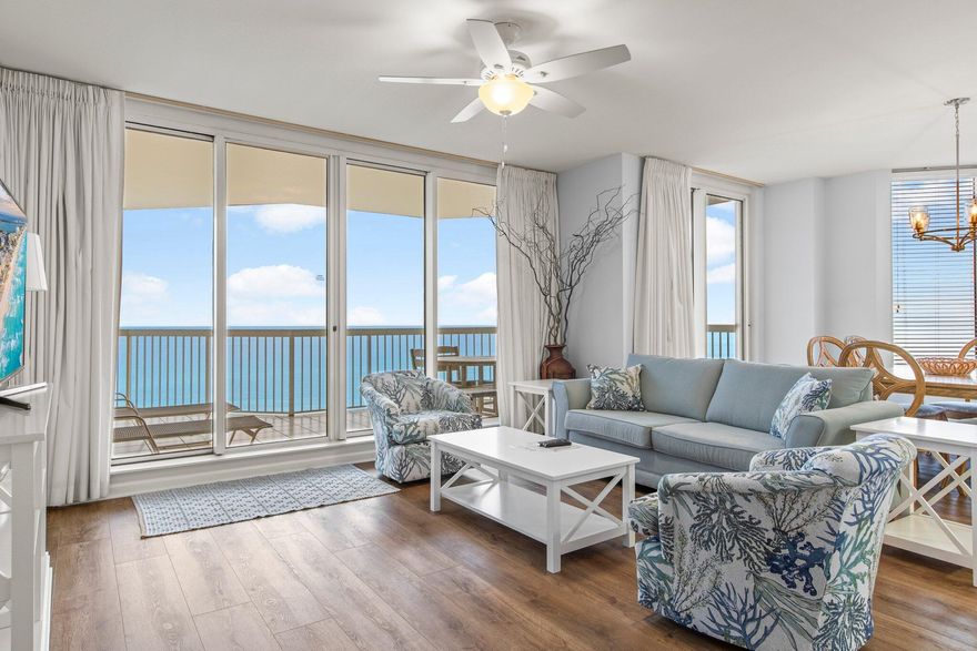 Welcome to your beach front oasis!  Escape from it all at Silver Beach Towers on its 600 feet of sugar white sand beach or the two Gulfside pools.  Or maybe entertain with your open floor plan and over 400 feet of balcony overlooking the emerald waters of the Gulf.  From playing tennis onsite to walking into the sunset with your favorite evening beverage, this 6th floor condo is your opportunity to own your slice of paradise.  Newly furnished, the 1914 square foot 3 bed/ 3 bath condo offers an unrivaled view and luxury living.  Silver Beach Towers features 600 feet of pristine beach, high speed elevators, Fully enclosed and air conditioned common areas and hallways, climate controlled storage units, tennis courts, basketball court, gulf side grilling area, and deeded owner parking. BOOK YOUR SHOWING TODAY BEFORE THIS UNIT IS GONE!  