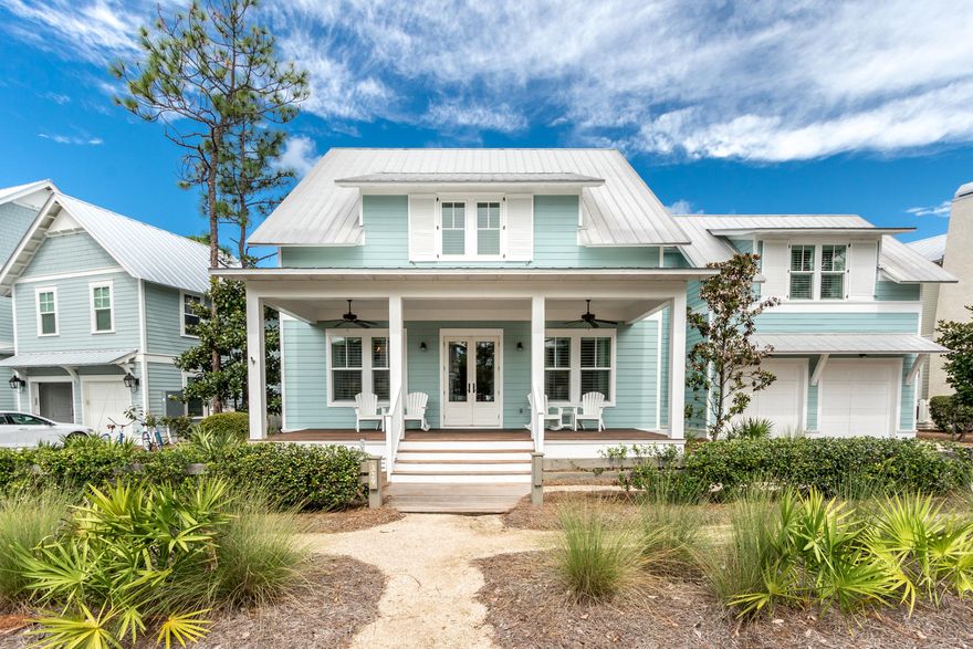 This lovely custom designed and built home is positioned in the Crossings District of WaterColor across from a small park and backs up to a beautifully wooded area. Upon entering you are greeted by detail that has been carefully planned and perfectly executed. The first level offers a spacious open living area that flows flawlessly into the kitchen and dining areas featuring Viking appliances and walnut floors throughout, a spacious master bedroom suite complemented by his and her walk-in closets and a back screened porch (with ipe decking) overlooking a wooded preserve. A second bedroom on the first level is currently being used as an office and there is also an oversized laundry area and powder room. On the second floor, you'll discover a large guest suite with a private bath, two...