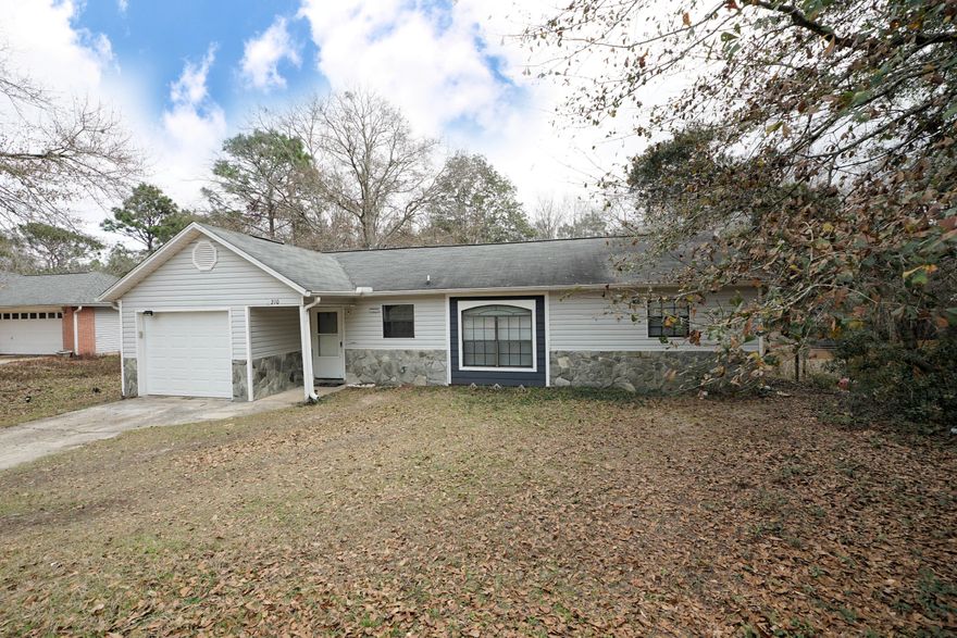South of I-10! Convenient to DUKE FIELD or EGLIN AFB! Perfect for First Time Homebuyer or looking to Downsize. Roof 2017, HVAC 2011, Hot water tank 2014.  This Cozy Home with a Split Floor Plan is Ready for You!! The Main Living Area has Vaulted Ceilings and Plenty of Gathering Room with an Adjacent Dining Room. The Galley Kitchen Boasts Granite Countertops. The Bathrooms were Updated by the Previous Owner, Enjoy Grilling or Just Relaxing in the HUGE Privacy Fenced Backyard. You also have Easy Access to Shopping, Schools, and Hospital.  Buyer to verify all measurements or pertinent info.