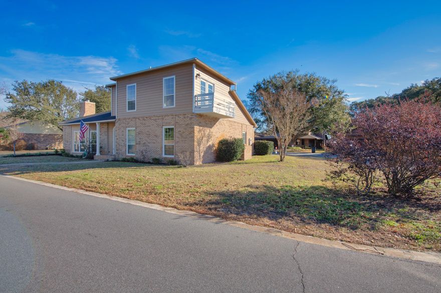 Newly remodeled home with a 2021 dimensional shingle roof, nestled between the driving range and 9th fairway in the gated community of Shalimar Pointe. Freshly painted inside and out, 895 Shalimar Ct offers an abundance of natural light from the many floor to ceiling windows on the main floor. New Akadia LVT floors in living areas, kitchen, bedrooms, and staircase. The kitchen has been updated with stunning white shaker  cabinets complete with slow close drawers and doors, leathered granite countertops with beautiful marbling and breakfast bar. The large upstairs bedroom with en suite, features French doors that lead to a balcony. On the main level, French doors lead to a patio a perfect sitting spot in the morning or evening listening to the birds singing from the mature Crepe Myrtle.
