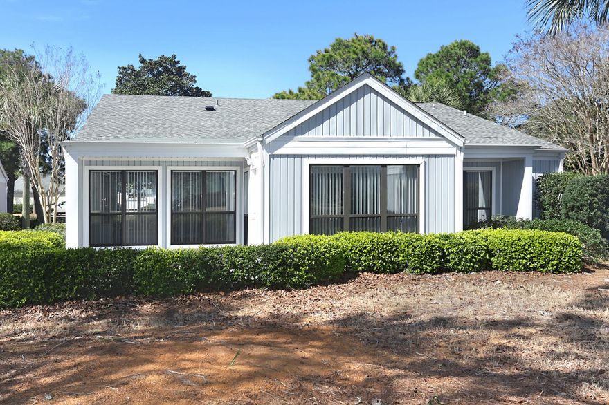 REO listing. Must-see Florida cottage on the 17th hole of the Links Golf course located in Sandpiper Village within gated Sandestin Golf & Beach Resort. With fresh paint and new carpeting, this 1602 square foot sun-drenched unit is move-in ready. The large living room offers beautiful golf course views and a built-in work station with desk, file storage and shelving. The sun room's vaulted ceilings enhance the openness of the room. The kitchen maximizes storage areas with a two-tier under-counter lazy Susan, a deep pantry cupboard with dual swing-outs, and abundant cabinets. The master bedroom has a large walk-in closet and en suite with step-in shower. The second bedroom overlooks the golf course. The open, brick patio is perfect for outdoor grilling and dining. Duplicate Listing for 724287 - free standing house in condo association.