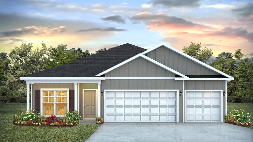 Welcome to Oxford Place, our new home community in Crestview, Florida. Just over 1,900 square feet, this beautiful single- story home offers 4-bedrooms with 3-bathrooms, a 3-car garage, and a seamless open layout. The living room has tray ceilings that open the room, making your living space feel much more comfortable. The kitchen features quartz countertops and stainless-steel appliances, including a stove, dishwasher, and microwave hood combo. This home is built with our Smart Home technology package, designed to bring the ease and convenience of life right to your fingertips. Call to schedule your tour of the beautiful Madison plan at Oxford Place in Crestview today!