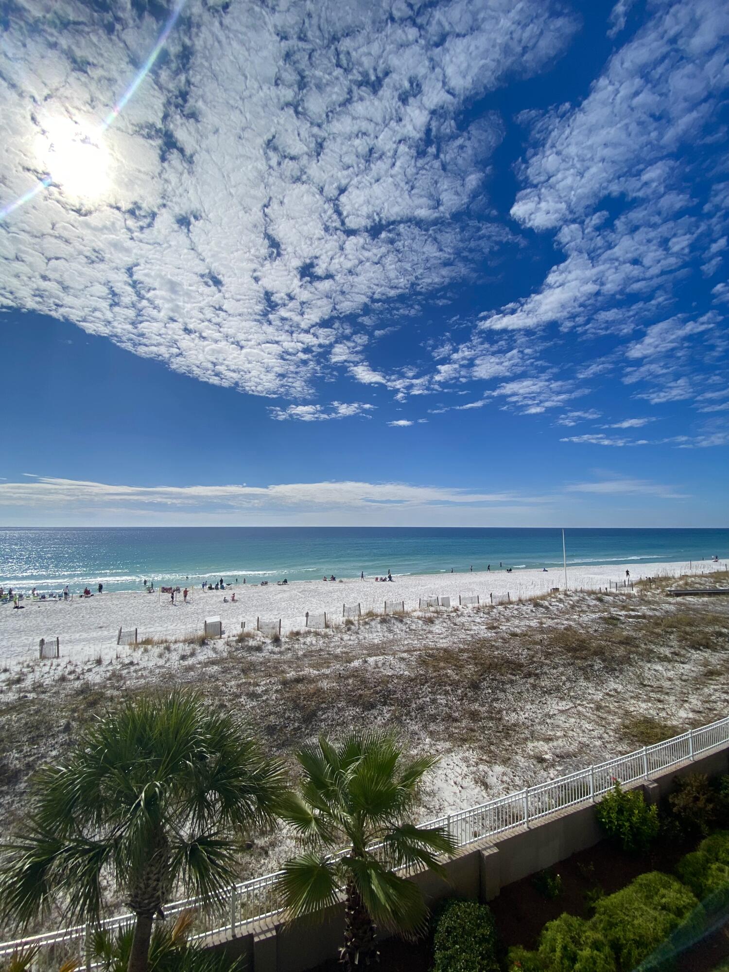 Gulf Front  condo with unobstructed panoramic views. This 2 bedroom 2 bath unit with open concept floor plan provides fantastic views from the Living Room, Dining Area, Kitchen and Master Bedroom. The rectangular balcony accessible via Living Room and Master Bedroom overlooks the Gulf Front pool and hot tub, sea oats and sand dunes, the sugary white sandy beach and the Emerald Gulf Waters beyond. Kitchen and bath countertops are granite and flooring is tile throughout. The unit is fully furnished and rental ready. The roomy owner's closet is inside of the unit.Island Princess has bbq grill, beach boardwalk, exercise room, Gulf Front Pool and hot tub. Great location on Okaloosa Island near all the amenities that both Destin and Fort Walton Beach have to offer!
