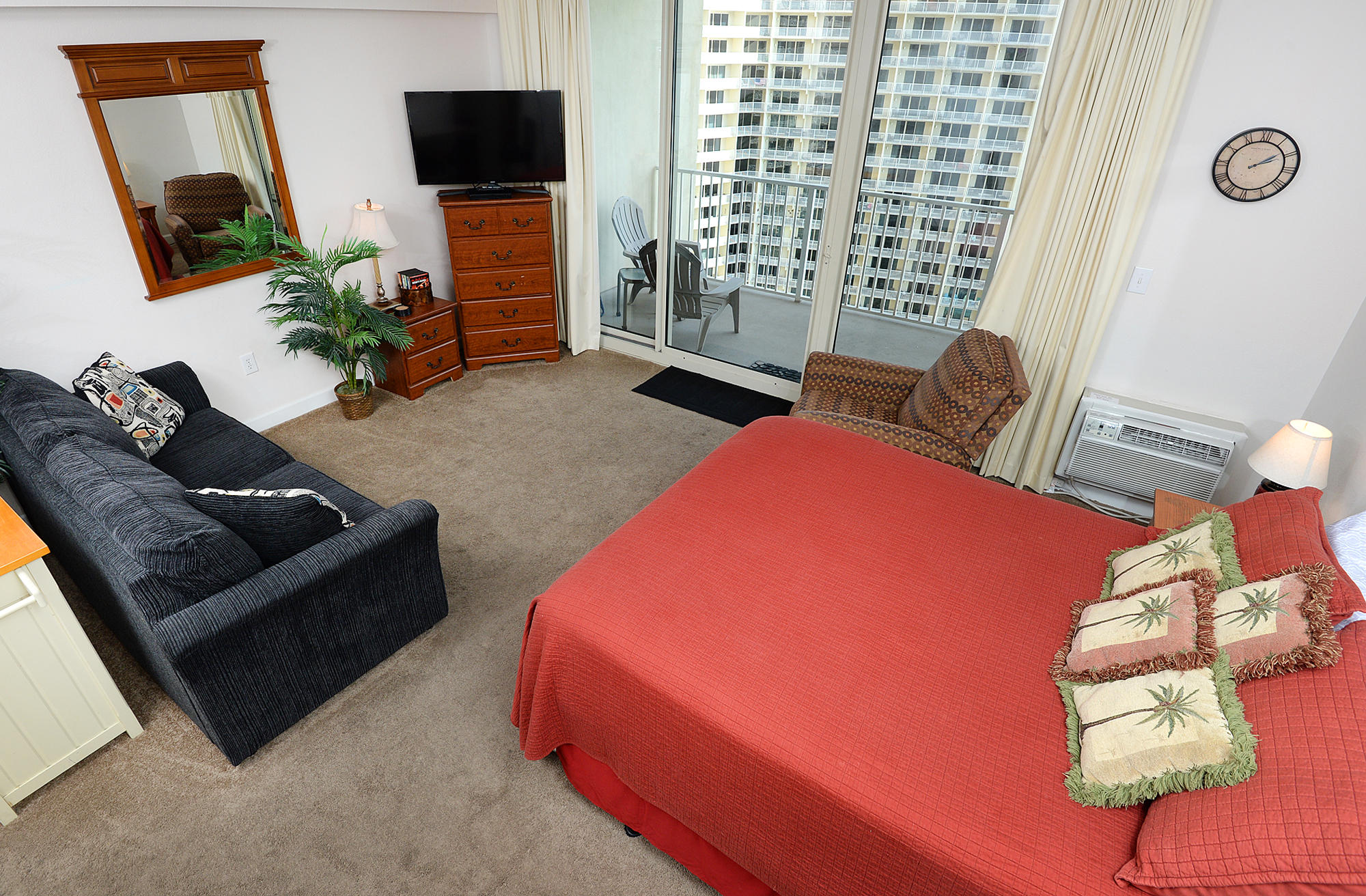 The beach getaway you've been dreaming of at the popular resort destination - Shores of Panama! This beach inspired Studio Gulf front condo conveys fully furnished. Incredible views from this coveted '6 stack location. This spacious 473sq.ft., ''Type G'' unit lives large and features the kitchen open to living area on the Gulf. This unit has a washer & dryer which is unusual for a studio. Sunshine and warm gulf breezes abound from the unit's large, wide balcony.