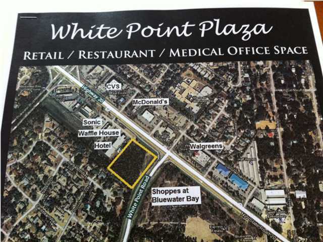 Location, Location, Location! MEDICAL / PROFESSIONAL OFFICE SPACE IN BLUEWATER BAY. This highly visible development on the SW corner of Highway 20 & White Point Road will be home to 4,000 SF office which sits next to the existing 16,025 SF of retail & restaurants currently occupied by Hurricane Grill & Wings, FLIR & Bow Tie Nails. The Class 'A' office opportunity consists of a design build to suit by the developer for this 4,000 SF office building. Please call Brett Stuart for more information. 1st 4,000 SF is broken up into 2500 SF & 1500 SF.