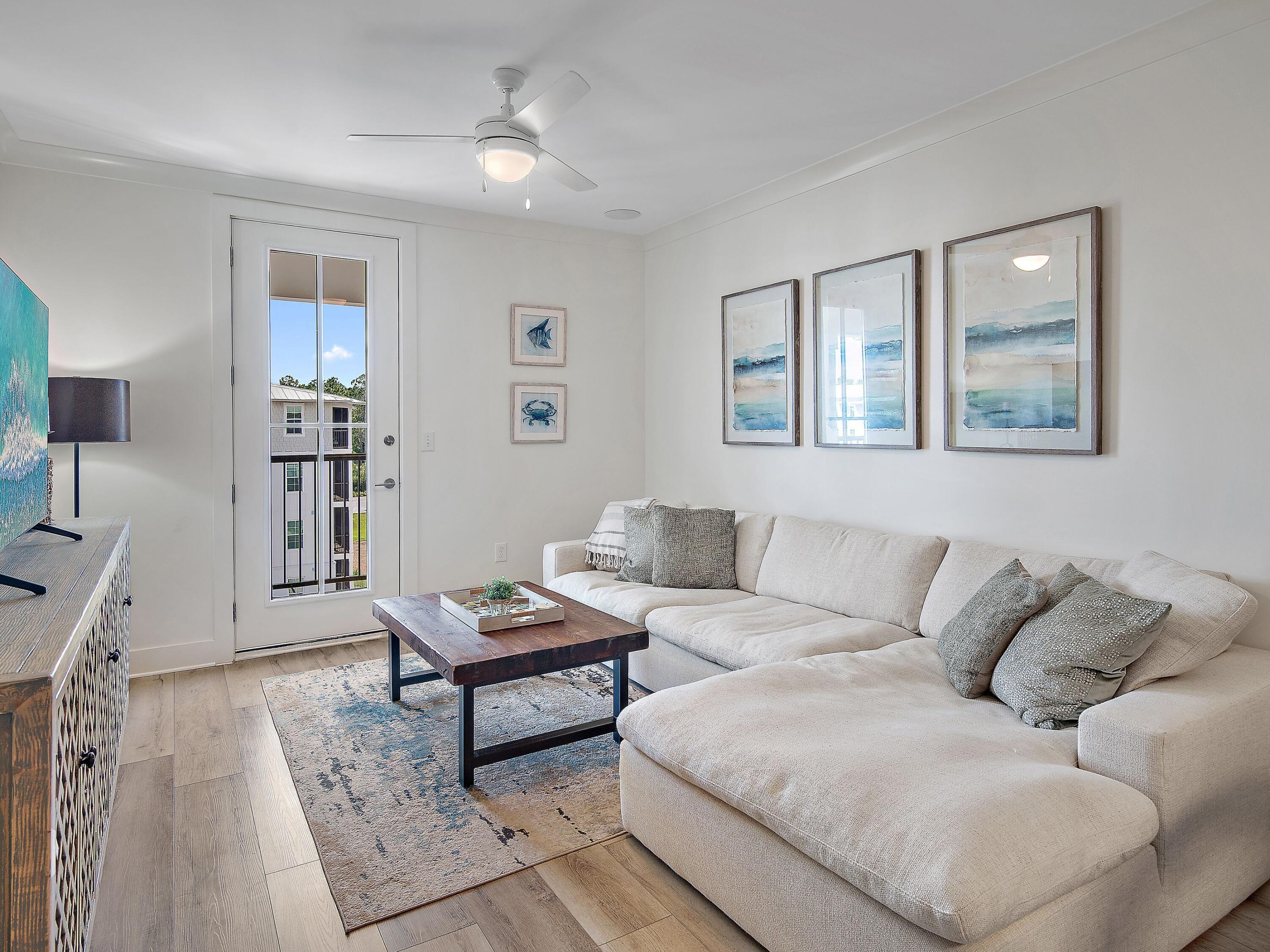 Live the beach life in this like-new condo at Pinewood 30A on Highway 393 South in Santa Rosa Beach. This one-bedroom condo is a second home, known as 'Sunset Serenity,' recently placed on Benchmark's rental program with projections of $38,000 to $45,000. Located in building four (which is next to the clubhouse with the amenities), on the premium fourth floor (which is the top floor), it is one of the largest one-bedroom floor plans at 837 square feet. Beautifully decorated with quartz countertops, it is wired for surround sound and features a stainless steel farm sink and appliances. Positioned in a quiet location but close to many area restaurants like Pazzo Italiano, Down Island, Shunk Gulley, The Perfect Pig, The Vue, and Papa Surf Burger Bar, it's also near Ed Walline Regional Beach Access at Gulf Place. HOA fees for this unit include cable, internet, pest control, trash, water, sewer and one parking space.