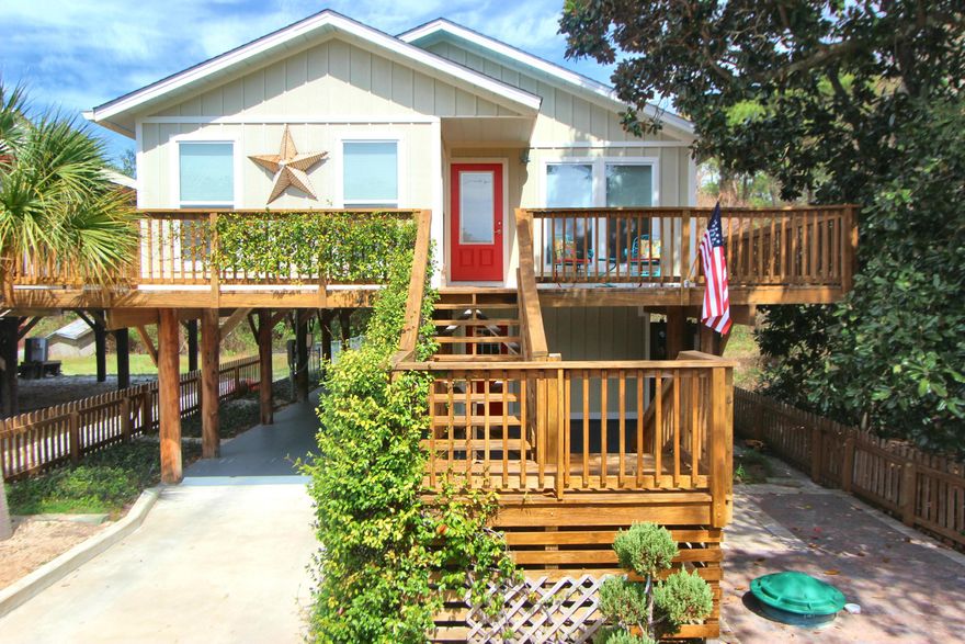 This clean, crisp beach cottage is located just 2 blocks East of Gulf Place directly on Hwy 30-A. This home sits high and dry on pilings and offers 3 bedrooms, 2 baths, an open living/dining/kitchen area. Fresh paint & hard surface flooring throughout. This large lot is big enough for a pool addition on the north side of the home. Zoned Village Mixed Use and no Homeowner Association fees. Closest public beach access is directly across 30-A, public access down Shell Seekers CV but Ed Walline is just to the west. Easy walking distance to all the restaurants and entertainment that Gulf Place has to offer! This could be a great rental (Projections up to $50k) or wonderful home away from home. Don't delay! Tons of extras: Hurricane screens,