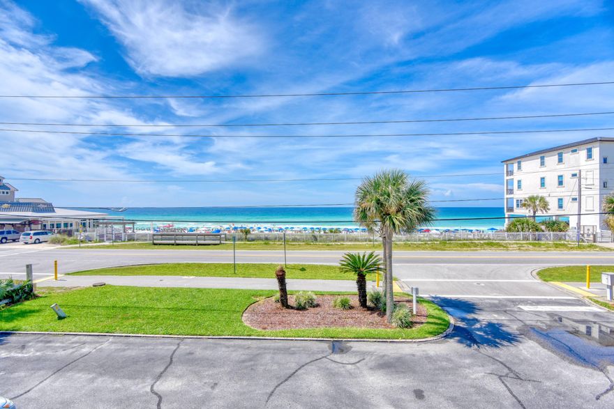 * * * PERFECT GULF VIEW from across the street from 2nd floor deck * * ** Only 8 townhomes* ** Beautifully remodeled* New sliding doors Hurricane Impact * 2 Bdrms. both with King beds + Sleeper Sofa * ** Raised ceilings lower level *** Washer/Dryer upstairs ** Kitchen remodeled too *** Took off rental program ** VACANT EASY SHOW ELECT. CODE * **AS IS WITH RIGHT TO INSPECT * Shared BEACH ACCESS by Capt. Dave's with agreement with Chateau Le Mer HOA*  *Per Owner: INSURANCE:Wind/Property $$3,646 per Yr.+Flood $734 yr.  POWER: $65-$150 cool mos./ $225 hot mos.   Cable/Ph/Internet Cox avg. $200mo.    So.Walton water/sewer $$35-$55mo.