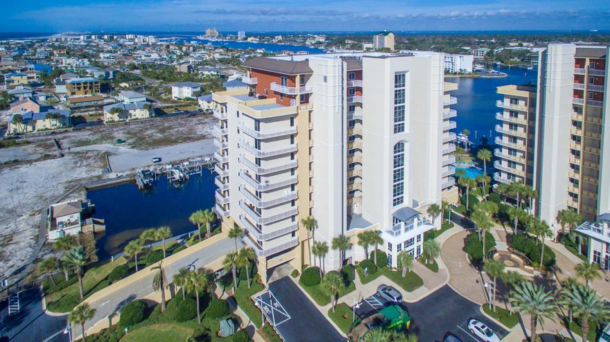 Panoramic views of the Gulf, Destin Pass, and the Harbor from your living room or master bedroom. Sit on the balcony and watch the year-round sunsets, fireworks, or see the boats come and go from this 2 bedroom/2 bath unit. Extremely spacious, open floor plan suitable for year-round living or great vacation rental with beach access directly across the street. This unit has just been upgraded and has all new stainless appliances, new backsplash, and much more. Harbor Landing has some of the best amenities Destin has to offer including a gated entrance, two pools with hot tubs, cabanas, spacious fitness/club room, outdoor gas grills, outside storage space, assigned parking under the building, full time on site maintenance personnel and boat slips can be purchased when available.