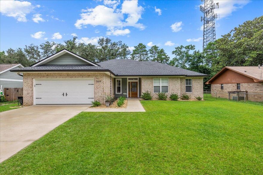 Welcome to this impeccably maintained 4-bedroom, 2-bath home that blends quality construction with modern upgrades throughout. Located in Bluewater Bay, this move-in-ready home offers the perfect combination of style, comfort, and functionality. The exterior of the home features classic all-brick construction with attractive Hardie board accents. The two-car garage includes epoxy flooring, an insulated door, HVAC, and an automatic opener, making it a truly versatile and climate-controlled space. The professionally landscaped yard is equipped with a full irrigation system powered by a well pump, ensuring easy maintenance year-round. A spacious 30-foot by 8-foot paver patio with a shade cover provides an ideal setting for outdoor entertaining. Gutters have been installed on all sides of the home for added protection, and a Govee permanent holiday lighting system adds a festive touch throughout the seasons.

Inside, the open and split-bedroom floorplan offers both privacy and a seamless flow for everyday living and entertaining. The kitchen is a true centerpiece, featuring stunning granite countertops, a tile backsplash, stainless steel appliances, and an oversized walk-in pantry. Life-proof laminate wood flooring extends through the main living areas and the primary bedroom, while plush carpeting adds comfort to the three secondary bedrooms. The bathrooms and laundry room are finished with durable tile flooring.

Additional interior features include custom cabinetry in the laundry room for extra storage, upgraded Kohler toilets in both bathrooms, and elegant finishes such as crown molding, large baseboards, and decorative window casings in the main living areas. Ample storage can be found throughout the home, making it as practical as it is beautiful.

This thoughtfully upgraded home is truly move-in ready, offering everything you need to settle in and enjoy from day one. Schedule your private showing today and experience all that this exceptional property has to offer.
