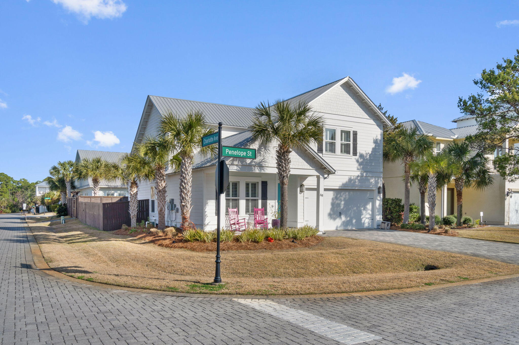 Luxury Beach Living! Gated community w/Beach Access! Seller offers $10K closing credit w/acceptable offer. 4 Bedrooms/3 Full Baths (1 Bedrm & Full Bath w/zero entry shower on 1st Level). Open Concept-tons of entertaining space. Stainless Appliances, Kitchen Island, stone countertops, Vaulted Ceiling, Back Porch w/extended paver patio for outdoor entertaining. Lrg corner lot, 2 car garage & paver driveway. Lots of storage. Extra large great rm flows into dining & open kitchen. Plantation shutters throughout home. Fenced backyard. Check-out floor plan in pictures. Best location in neighborhood: 5 min. stroll to deeded beach access & 2 min. stroll to community pool. Low HOA fees include community pool, gated community, security, & beach access. Buyer to verify all deemed important info.