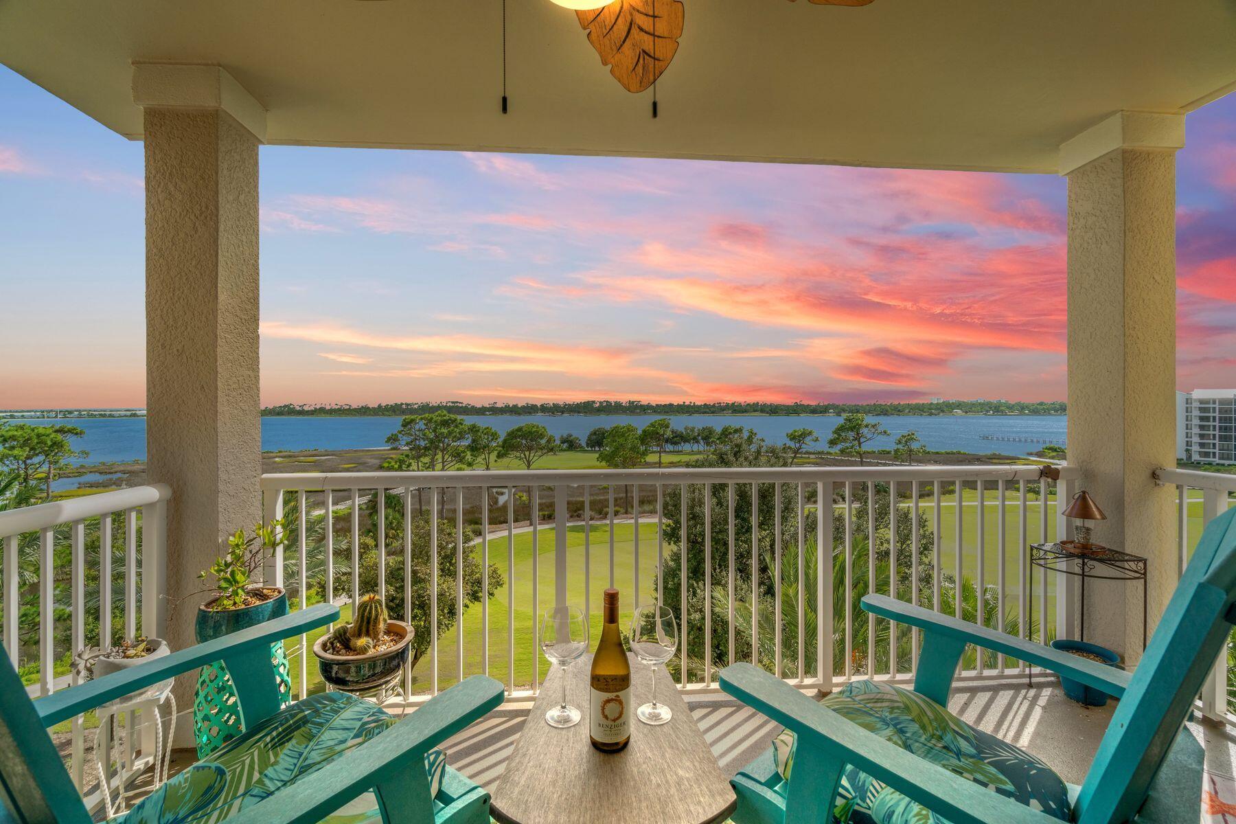 CURRENTLY UNDER CONTRACT, SELLER WILL CONSIDER BACKUP OFFERS. Overlooking the picturesque St. Andrews Bay, this impeccably maintained 6th floor unit in Bay Point Grand Residences boasts spectacular gulf, bay and fairway views from nearly every room. The master suite features a luxurious ensuite bath with dual vanities, a soaker tub and walk-in shower. The private balcony overlooking the bay can be accessed from the living area and the master suite. Interior features include quartz countertops, new kitchen backsplash, upgraded lighting and plumbing fixtures, a whole-home dehumidifier, and fresh interior paint. An assigned parking space and a deeded storage unit on the same floor offer added convenience. Take advantage of endless community amenities including a resort-style pool and hot tub,