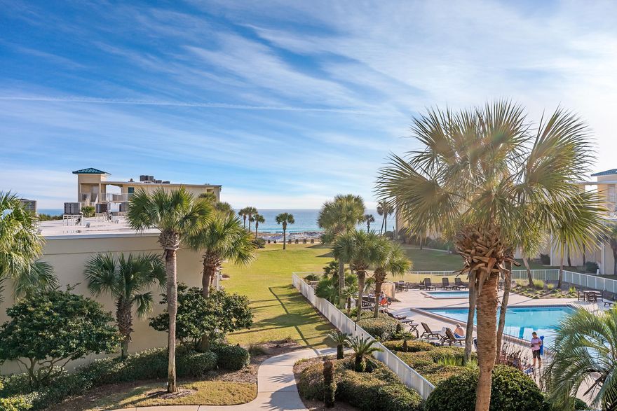 Silver Dunes is a GATED GULF FRONT community in the heart of Destin, close to shopping, dining and entertainment. This 2 bed/2 bath has a big balcony where you can enjoy the fabulous view of the Gulf of Mexico and the Resort. The carpet was recently replaced with new LVP flooring.  Other features are stainless appliances, granite countertop in kitchen and bathrooms, owners' closet, crown molding, fresh paint, no popcorn ceilings, HVAC 2018. SOLD FULLY FURNISHED! Silver Dunes is an eight-acre popular gulf front resort complex with amenities including a gulf front pool, fitness center, arcade room, shuffleboard court, pickleball, lighted tennis courts, BBQ grills, & BEST OF ALL ITS OWN PRIVATE BEACH. Can it get any better! Call before it is too late!