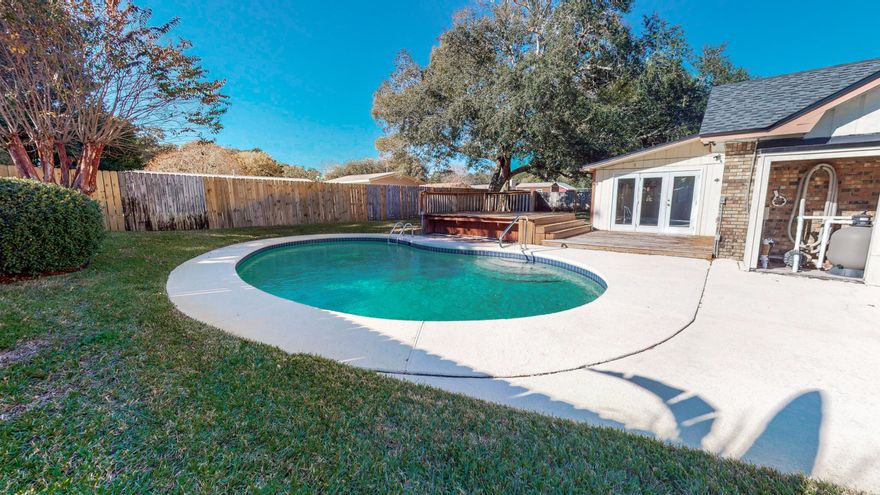 Splish-splash into this lovely home. In-ground kidney-shaped Gunite pool will keep you happy all summer long. New roof October 2020, HVAC replaced roughly 5 years ago, and it has a current home warranty. This is a well maintained home in the convenient Scottsdale sub-division. The house is light and bright throughout. The kitchen has stainless still appliances with a gas stove, pantry, large breakfast bar, generous amount of cabinets and window overlooking the pool. Off the kitchen is the den which could also be the dining room or breakfast nook. At the back of the house with doors leading out to the deck and pool is the family room. This is a wonderful gathering room with built in bookshelves and windows looking out to the backyard. Your large front living room has an impressive gas fireplace and soaring cathedral ceiling! Schedule your showing today