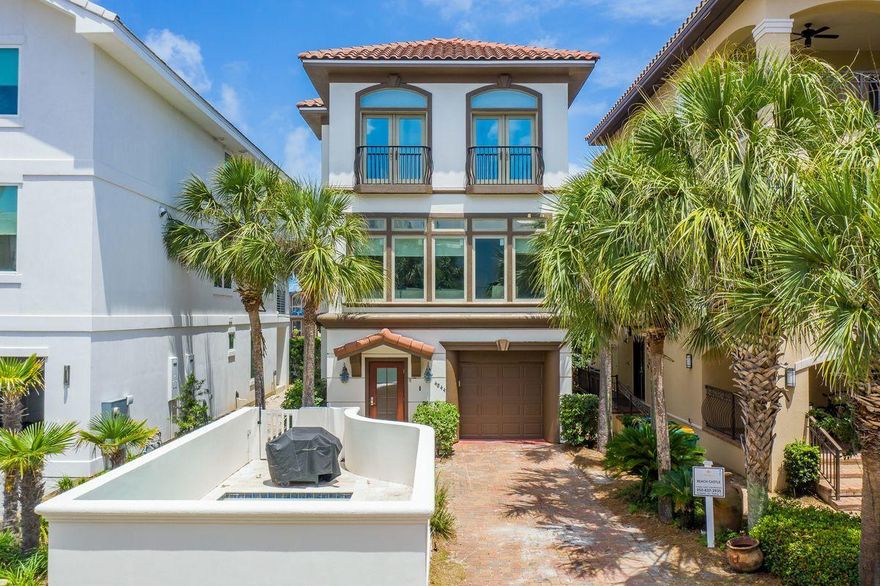 Beautifully constructed and well designed to capture direct gulf view corridors, this stunning beachside villa is one of the few homes available with a private pool in the exclusive gated enclave of Destiny by the Sea. Recently updated with professional designer decor and fresh exterior paint, this modernized and spacious home offers an array of amenities including finely appointed finishes while presiding prominently just a few tiers off the Gulf of Mexico.