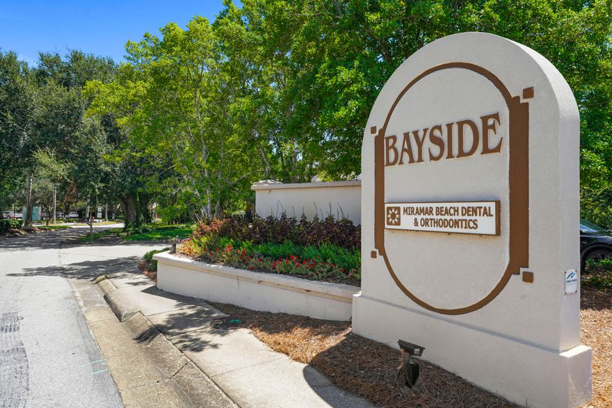 Location Location perfectly situated in Treetops at Bayside subdivision in Miramar Beach, half a mile to the beach or a 4 minute drive! 1 block from Silvers Sands premium outlet Mall. No Deferred Maintenance! A Beautiful Brick Home with a new roof, 2 car garage and large fenced in back yard with fruit trees. Tree Tops is a  lovely and well maintained, no short term rental, Golf Cart community  with a community pool, pavilion, playground, basketball courts, tennis courts and private dock on the bay. The owner is the listing agent so call today to see.  
Interior renovation in 2022 includes New Kitchen cabinets with Quartz counter tops, new Stainless Steel electric appliances, new luxury vinyl plank flooring, new smooth High ceilings, new paint, new doors, new hardware, new lighting, new plumbing fixtures, new toilets, and more. Large Master Bedroom Suite has Double French Doors that open to large screened back porch. The suite includes a spacious Walk-in Closet and the Master Bath features a Garden tub, Walk-in Shower, linen closet, and double vanity with drawers. NEW ROOF July of 2024, Hot Water Heater May of 2022, HVAC May of 2022. Lawn Pump and sprinkler system. Enjoy LARGE fenced PRIVATE backyard. Easy public beach access on Scenic 98 and within walking distance to the Bay. 
All dimensions to be verified by Buyer.