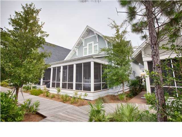 This 3 bedrooms 3.5 baths home with bunk room and full one car garage is located in Watersound West Beach. The interior offers approximately 2,116 square feet and features high end finishes, 5'' pine wood flooring, cottage v-groove wood walls, crown molding, granite countertops, and GE Cafe appliances. The great room, kitchen, dining, half bath, separate laundry room and master suite are situated on the first level. The second level features the second master with private bath, 4 person bunk room, additional bedroom and bath. The exterior space features a screened-in porch situated on one of the boardwalks that wind throughout the community, enclosure outdoor shower and 2 car paver pad. Watersound West Beach is located in between Seaside and Rosemary Beach offering direct beach access,