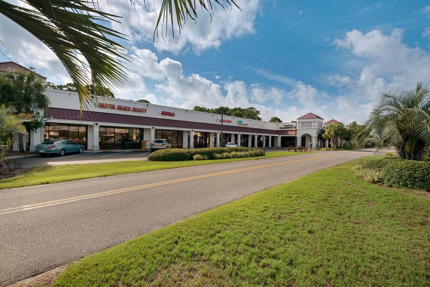 Executive offices for lease in Miramar Plaza. This elegant commercial suite is the ultimate location to rent your private commercial office space. Run your business uninterrupted in an ambience designed for thinking, decisions, and communication. Miramar Plaza is in Miramar Beach, Florida in South Walton County on U.S. Highway 98, Emerald Coast Parkway, the major thoroughfare between Destin, Florida and Santa Rosa Beach, Florida. Share professional space with other respected firms in a quiet, upscale atmosphere. Use the large ''you mean business'' conference room with flat screen monitor at your disposal. The kitchen pantry, microwave and refrigerator are yours for your executive snacks and meals. Starbucks coffee is complimentary.