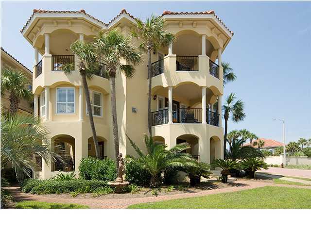 Sweeping gulf views from the 1st tier in prestigious Destiny by the Sea. Old World Architecture Meets Modern Design for Timeless Beauty. Award winning Tuscan Villa in Destiny by the Sea is a new vision of Florida architecture, inspired by Italy and the Mediterranean. Boasting captivating Gulf views, 7 balconies, a pristine interior and room for a crowd - this home has it all. The ground floor offers two bedrooms with private baths and walk-in closets and a full-service laundry room, mini-fridge, microwave and sink. Accessible by stairs or elevator, the second floor features beautiful finishes including stone floors, wood crown molding and marble baseboards. With granite counters, a beautiful stone back splash, pantry, wine cooler and stainless steel appliances, the Gourmet Kitchen is a