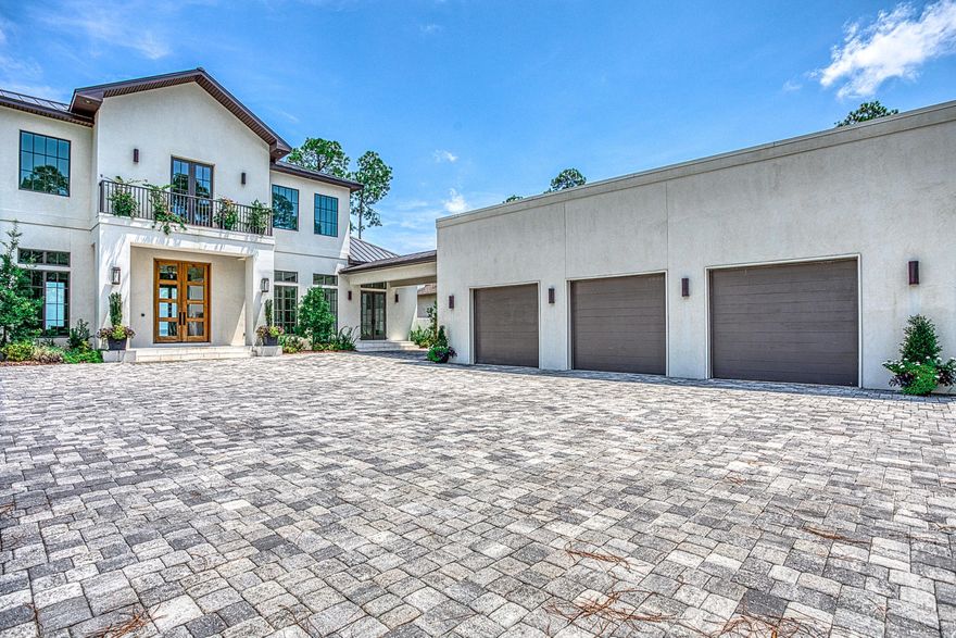 Stunning 5 bedroom home on the Bay! Take your Boat to Baytowne Wharf or Destin Harbor for dinner!Foyer opens to expansive family room, dining room and amazing Chefs Kitchen. Every feature to love cooking: Subzero fridge, separate full freezer, Wolf Range with Griddle, soft close drawers with deep storage, appliance garages, commercial sink, butler pantry, walk-in pantry. Bay Front Master on the main level with direct access to the pool, spa, outdoor fireplace and peacock paver patio. Master Bath with floor to ceiling marble and freestanding air tub. No thresholds, clean lines and 9x5 three head frameless shower. Two additional large bedrooms on the main level. 2 Bay Front bedrooms and two roughed in unfinished baths up to customize. 2 additional bonus rooms upstairs with views of the Bay