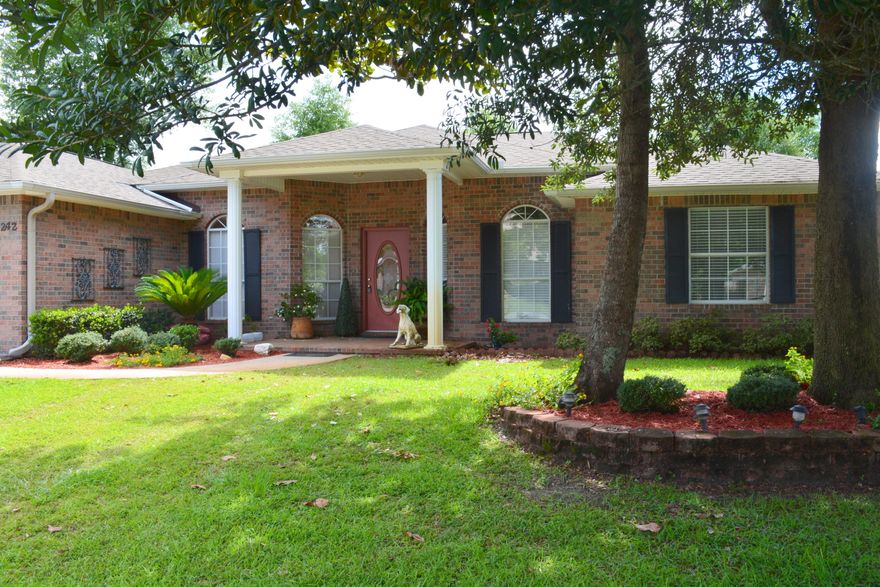 Graceful white columns create striking curb appeal for this spacious 4 bedroom and an office in the heart of Bluewater Bay! NEW Granite, NEW Wood flooring, NEW Tile, NEW Carpet, NEW Paint. ALL brick home, Sprinkler System on well, fenced yard, over-sized garage, plus a shed. Easy to live in home with a well thought out house plan. Extra large lot. Kitchen includes pantry, stainless steel appliances and eat-in breakfast area. Loads and Loads of cabinets with built in desks for kids & mom! Master Suite is spacious with tray ceiling and plenty of light. Both bathrooms boast NEW granite. MasterBath - Whirlpool tub, separate shower and water closet, double sinks. BIG closet. Formal dining area too! Enjoy this unique neighborhood so convenient to Niceville and Destin.