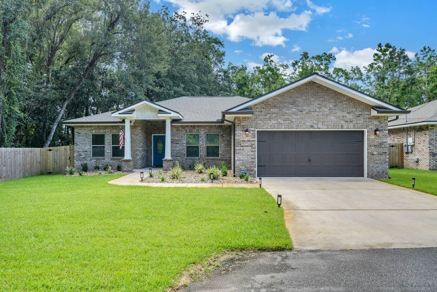 Don't miss this like new 2020 built home just mere miles from Hurlburt field. This all brick 4 bed, 2 bathroom home features an open concept floor plan with 10' heights in the main living area, 9' ceilings in the remaining rooms, and tray ceilings in living room and master bedroom. Other features include luxury vinyl plank flooring throughout with carpeting in bedrooms, stainless steel appliances, quartz counter tops and white shaker cabinets in the kitchen. The master bath has a tiled shower and a double vanity. Come see this beautiful home! Please note; audio and video recording devices maybe present on the property.