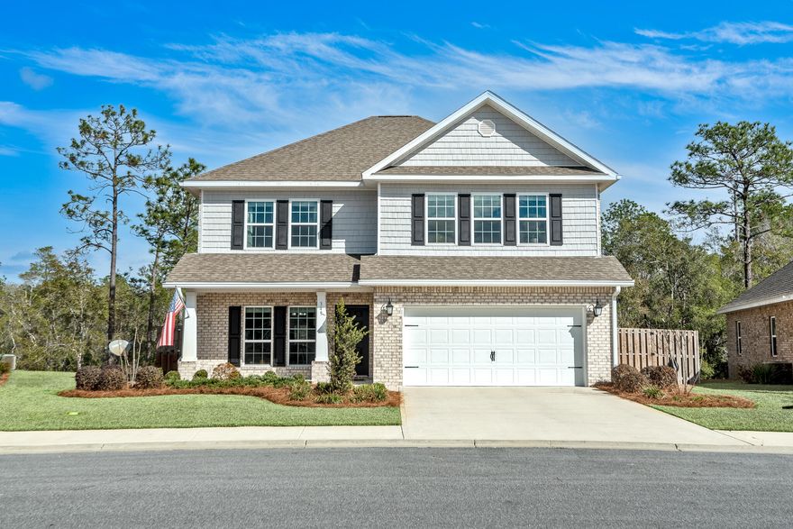 Experience the magic of Emerald Coast living in this spacious, like new home in the popular Peach Creek subdivision. This charming neighborhood is minutes from iconic 30A beaches, restaurants, shopping, and is only 5 miles from Seaside! Enjoy the privacy of forest views on the screened-in lanai that overlooks a pond. This ''Azalea'' open floor plan features 4 bedrooms, 3.5 baths, and a large bonus room upstairs that is perfect for a second living area, theater room, or playroom. The kitchen features a breakfast bar, granite countertops, white cabinets and stainless-steel appliances. The first-floor master suite has tons of natural light, a double vanity, and a walk-in closet. There are three bedrooms upstairs with large closets and two full baths-more space than you will ever need! Additional features include crown molding, vinyl plank flooring in downstairs living area, plush carpet in bedrooms, upstairs laundry room, and Kinetico water filtration system. The backyard is fenced for privacy on the sides and has a black aluminum fence in the back to preserve the view. The exterior also features large two-car garage, full irrigation system, and gutters. This ''Smart Home'' is 2020 construction and includes a KwikSet lock, Ring Doorbell and digital thermostat, which are all integrated with the Qolsys IQ touch panel and an Echo Dot device. Schedule a tour today; this one won't last! Buyer should verify all information, including room sizes.