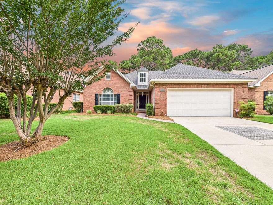 Check out the 3D Tour!! Welcome to 4455 Turnberry Place in Bluewater Bay! This beautifully maintained 3-bedroom, 2-bath home is tucked away on a quiet golf course lot in one of the area's most desirable communities. From the moment you walk in, you'll notice the soaring ceilings, refined crown molding, and abundant natural light that give the home a spacious, airy feel.The open-concept layout seamlessly connects the living room, dining area, and kitchen, perfect for everyday living and entertaining. The living room features custom built-ins, a cozy gas fireplace, and stunning views of the manicured backyard. Just off the living space, enjoy the year-round comfort of a heated and cooled Florida room leading to a paver patio, ideal for morning coffee or evening sunsets. The kitchen is both functional and stylish, with granite countertops, stainless steel appliances, and a gas range for the home chef. The spacious primary suite includes private patio access, a large walk-in closet, and a luxurious ensuite bath with a tiled garden tub, walk-in shower, granite double vanity, and vessel sinks. Recent updates include refinished wood flooring and fresh neutral paint (July 2025), a dimensional shingle roof (2017), and a new water heater (2018). HVAC is 2007. Ample storage is available throughout the home, including attic space above the garage. Bluewater Bay offers resort-style amenities just 10 minutes from Destin beaches, including golf, pickleball, three pools, walking trails, marina with restaurant, boat ramp, and RV/boat storage. Move-in ready and packed with charm, don't miss your chance to call this one home!