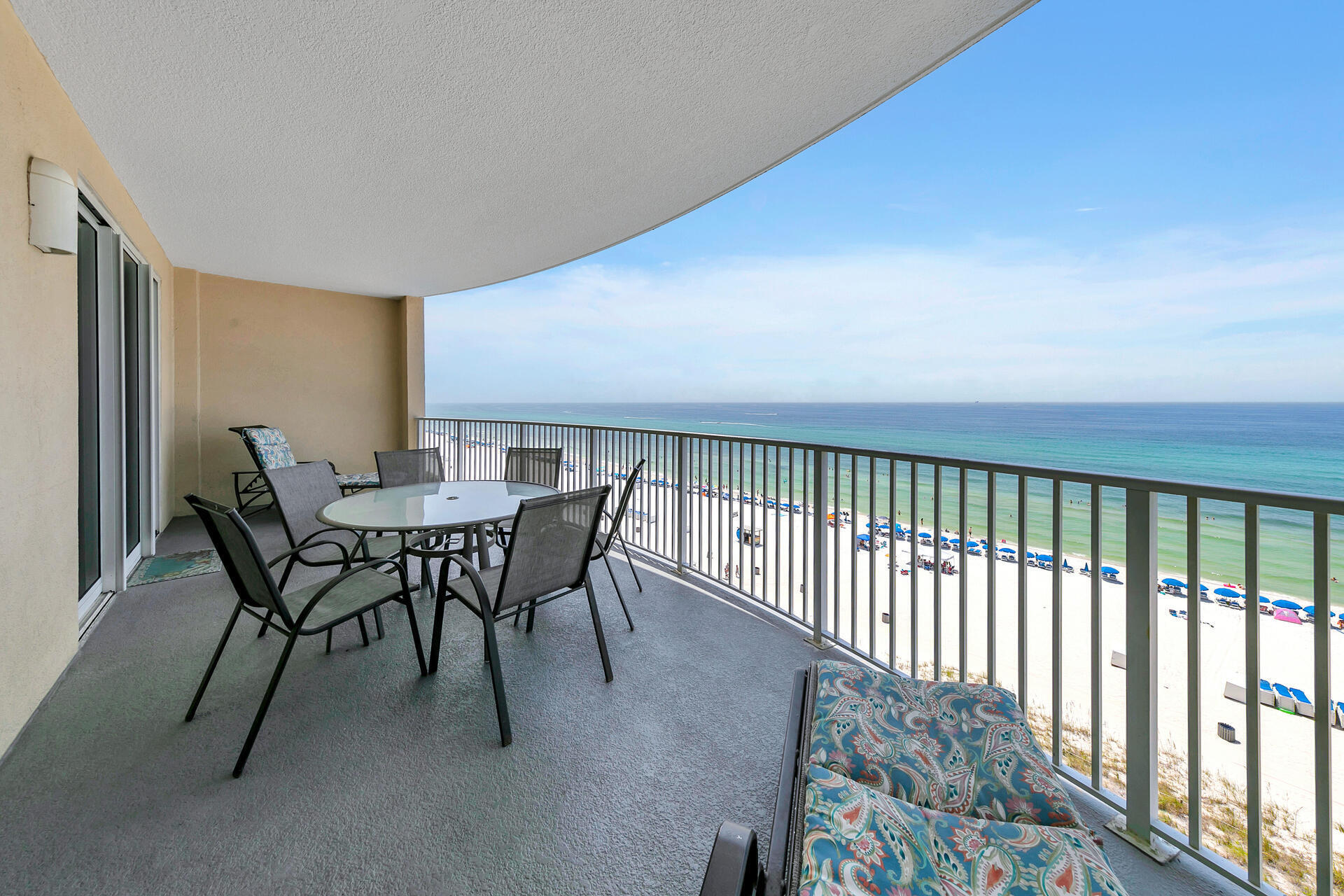 Ask for a link to the walk through video.>What does 271 square feet of oceanfront balcony feel like? Absolute heaven. Your entire group can relax together 8 stories above the softest white sand and Caribbean-hued waters of Panama City Beach. >Below, enjoy the stunning beaches.>Inside, there are Ocean views from nearly every room! You'll find TWO Primary suites with ensuite bathrooms, the gold standard for an unforgettable vacation. Remodeled bathrooms include quartz countertops, and granite countertops punctuate the open concept kitchen/dining/living area.>This established vacation rental has solid rental history. The owner is making 2 units available on the 8th floor! (Check out units 804 & 806). Purchase both for a total of 4 BR/ 4 Baths. New HVAC! Unit includes extra storage & garage parking w/ a skywalk.
Ocean Villa is an Ocean front Condo building with two pools and a fitness center. A lovely retreat and a solid investment property, come see how it feels to live where you vacation.