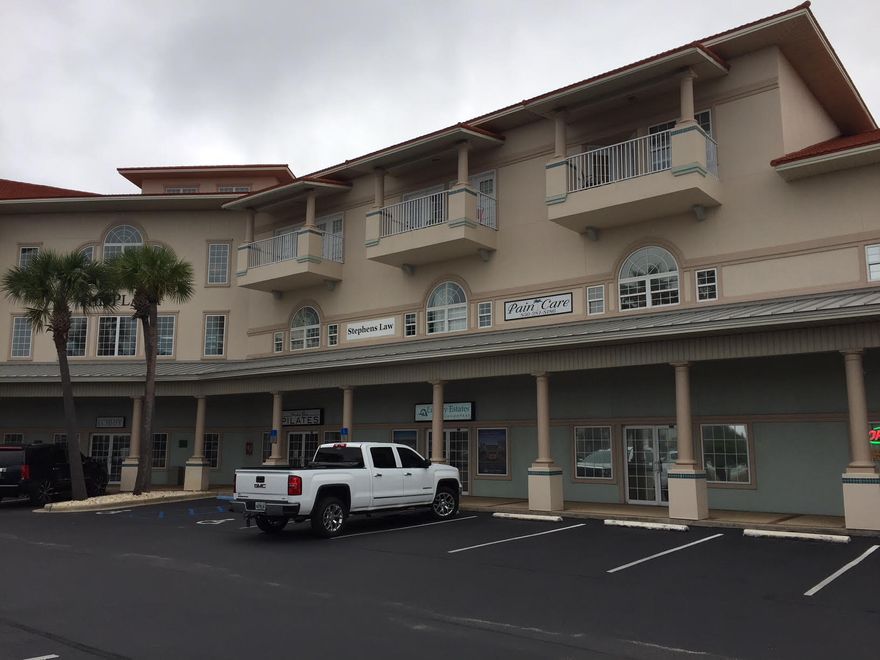 Ground floor Office / Retail space located within The Plaza Mixed Use development. This development is located in east Destin near some great synergy. The space is finished with a nice open layout including beautiful stained flooring throughout, custom lighting and built-in cabinetry. Parking is plentiful with access to both front door and rear door entry. Each tenant will have the ability have signage above its storefront as well as use the existing internally lite pylon along Highway 98. Rent structure is $2000/month(base rent) + $466.06/month triple net fees + 5.8% sales tax = $2609.09 per month, 3 year minimum lease term.