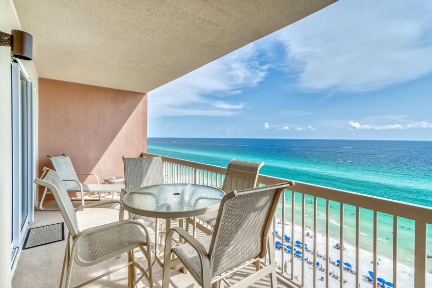 **PRICE REDUCED $25,000** Welcome to Sunrise Beach #1509 in beautiful Panama City Beach, Florida! This turn-key, rental ready condo is being offered furnished, decorated and ready to enjoy! This condo boasts a beach front master bedroom with balcony access and an open plan kitchen/living/dining area that also offers gorgeous views of the gulf with balcony access. A generous guest bedroom and full bunk room allow this condo to sleep the whole family comfortably. Sunrise Beach #1509 has been wonderfully maintained by it's current owners and has only been used by friends and family. It's never been rented but rental projections exceed $50,000 in gross annual income.