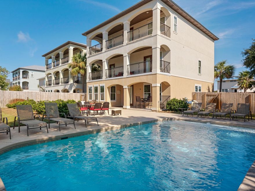 Exceptionally maintained Rental machine! A stone's throw from the Emerald Waters and White Sands in Crystal Beach off Scenic Gulf Drive.i Three stories of living with a private elevator to all levels. Party like a Rock Star within this fenced compound at your TWO POOLS and on the multi level decks overlooking the grassed areas and pool decks. Huge family living with wet bar and fireplace all on the main level. Three eating areas to accommodate 20+ guests. A master suite on main plus a den on levels 2 & 3 and additional guest suites totaling 9 bedrooms and 5 1/2 baths. A Grand master suite is waiting for that special couple with spa bathroom and a private laundry. Property is offered fully furnished and rental ready. Scheduled to bring in close to $130,000 this year, this home is a winner.