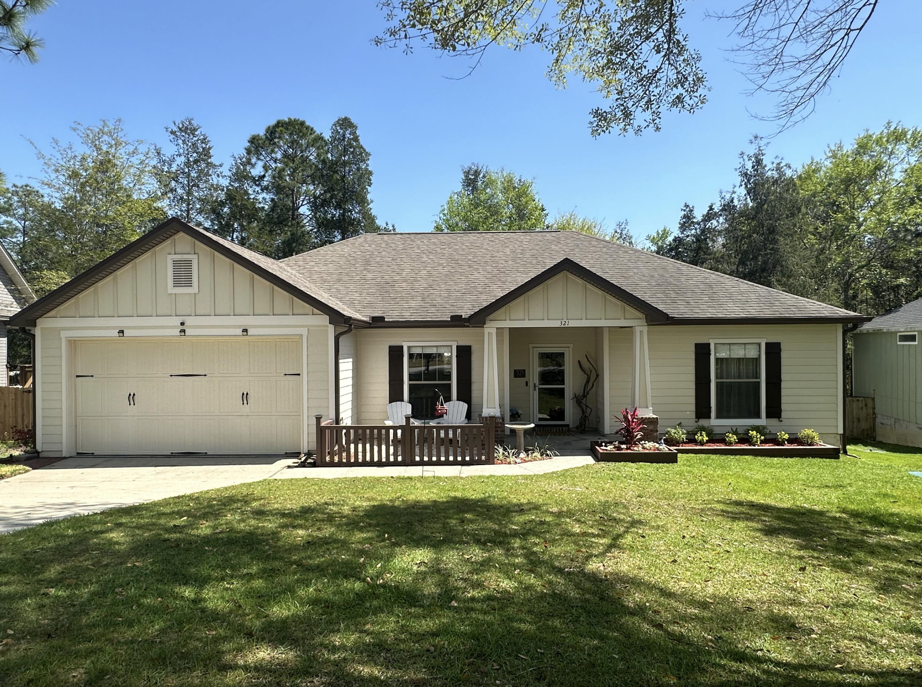 This gorgeous home is situation in South Crestview just off Pj Adams making it a close commute to military bases, I-10, and HWY 85 which is a nice 30 min drive to the beach.The home features 3 bedrooms, 2 bathrooms and a flex room which can be used as an office, formal dining room or kids playroom! It also boasts 3.83 acres which has Juniper Creek running through the middle of the lot.  Your adventurous side will love hiking in your very own backyard. Once you step inside, you'll notice the open floor plan, vaulted ceilings, hardwood floors and gorgeous kitchen which was recently updated.   There is a split floor plan with the master off to one side of the home by the kitchen.  Out back enjoy your private backyard, oversized deck and gardening areas.Call today for your tour!