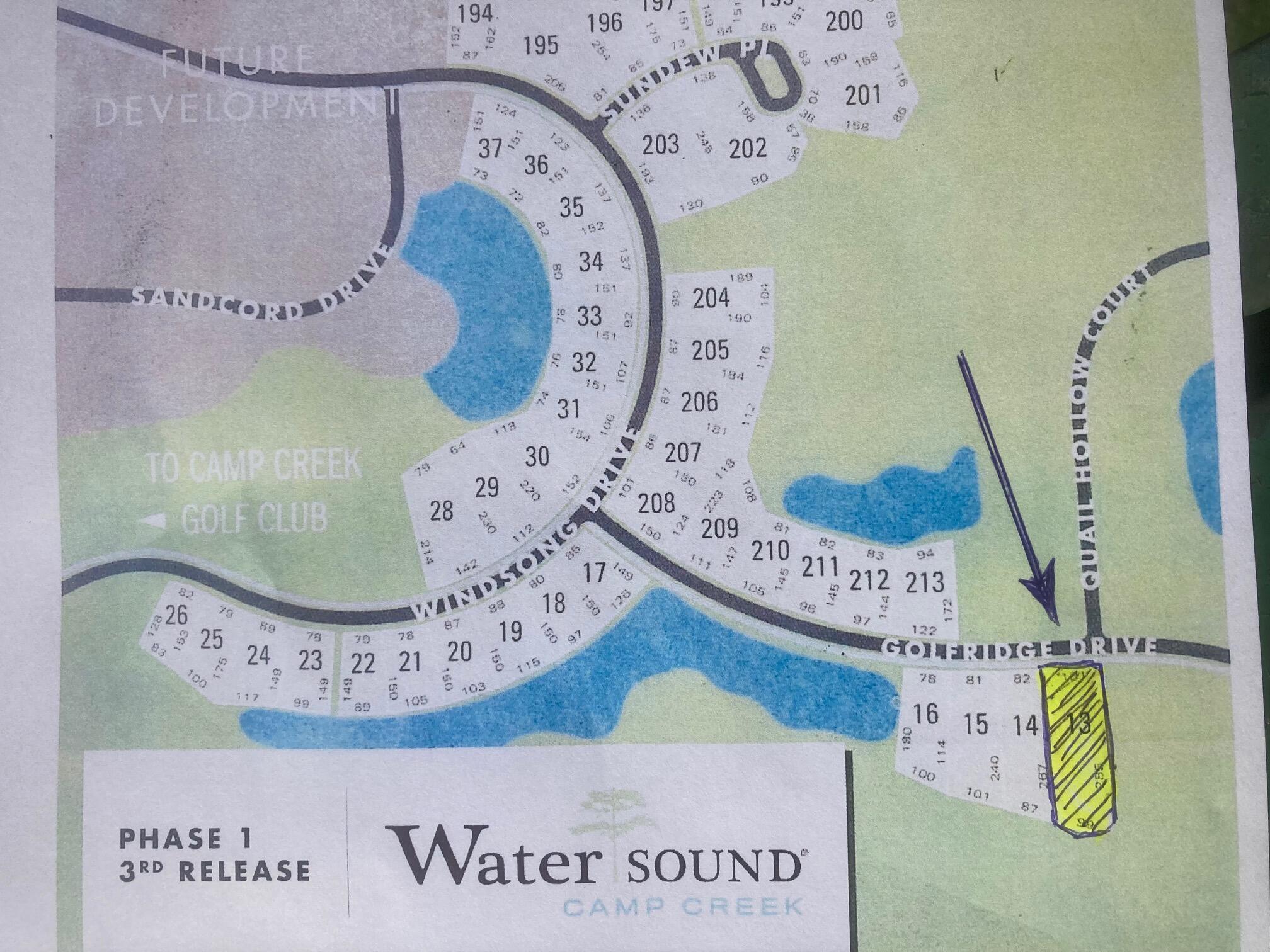 Located in the Watersound Camp Creek neighborhood. This is one of the largest lots in the subdivision - just over .6 acresEnjoy access to the new community center, pools, tennis courts and wellness center