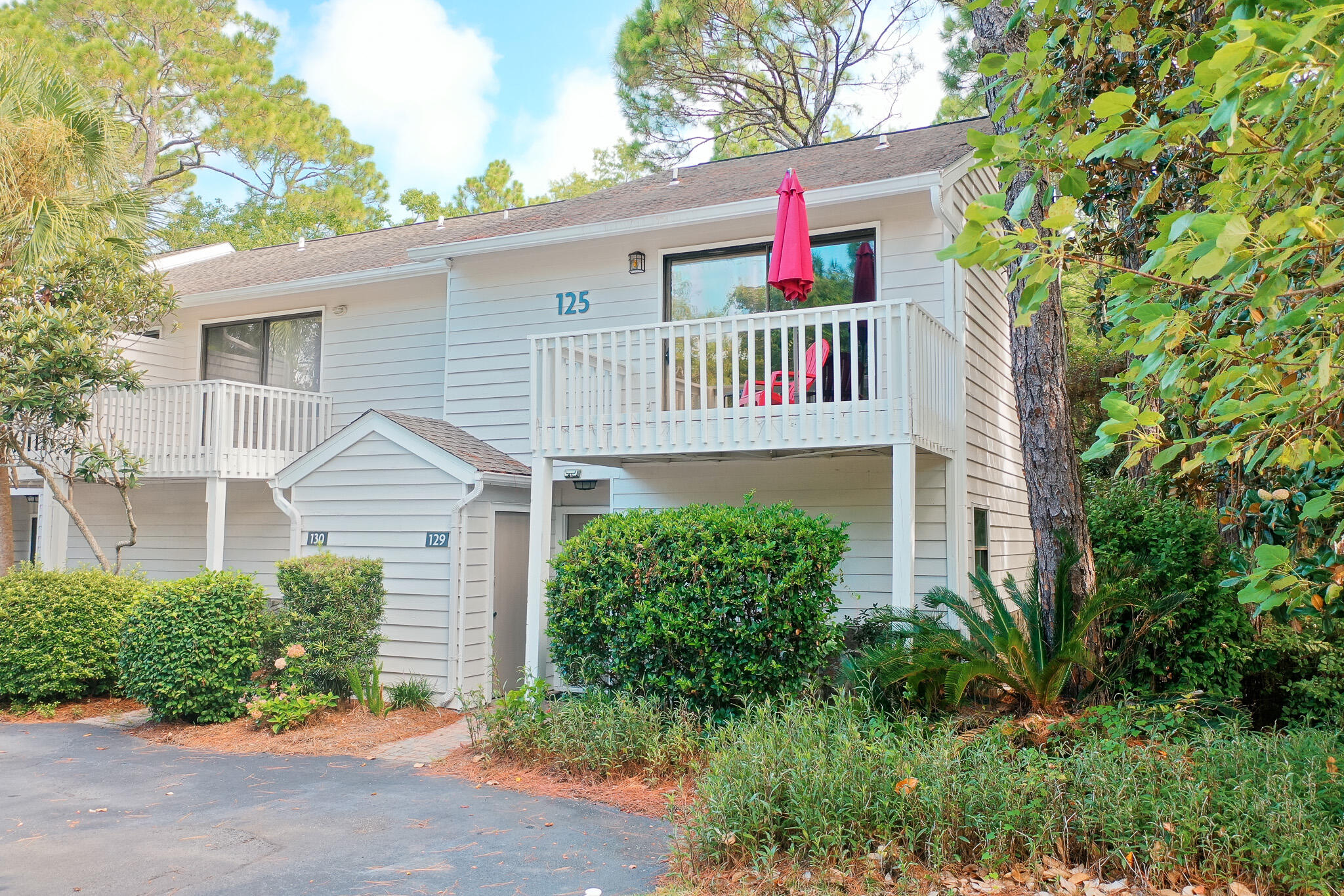 Welcome to your slice of paradise in the serene community of Cassine Gardens, nestled just off the picturesque 30A and moments away from the breathtaking Seagrove Beach. Discover the epitome of coastal living in this meticulously updated townhome boasting stunning views of the private lake and fountain. This coveted end unit offers 2 bedrooms, 2.5 bathrooms, and a spacious 1,268 sq ft of living space. Enjoy the luxury of extra windows flooding the downstairs area with natural light, complemented by the convenience of an additional half bath. Retreat to the master bedroom with its ensuite bathroom, while guests or family members find comfort in the second bedroom or on the sleeper sofa, providing plenty of room for guests or a growing family. Contact today to make #129 yours! The community amenities, including two pools, tennis courts, basketball court, and nature walk. Whether you're looking to relax by the pool or enjoy a friendly game of tennis, this community has something for everyone.
Step outside and explore!