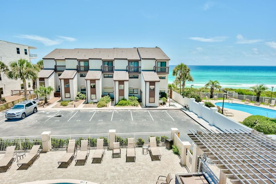 Unit 4B at Seagrove Beach Dune Villas is a gulf-front unit boasting 3 bedrooms and 3 baths. This unit offers a blank canvas for the new Buyer to make their own. Complex amenities include a community pool, BBQ grill and private beach access.