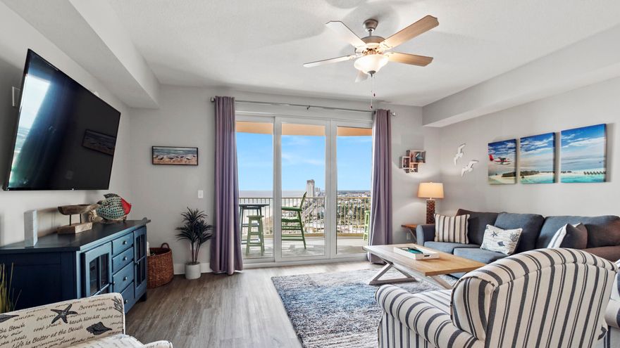 Welcome to your beachfront paradise at Calypso Tower 3 in Panama City Beach, Florida! This spectacular one-bedroom, two-bathroom condo offers 1,103 square feet of luxurious living space, perfect for those seeking a coastal retreat.Step inside and immerse yourself in the soothing ambiance of coastal living. The open layout boasts an airy feel, allowing the shimmering sunlight to dance through the expansive windows, illuminating the entire space.Unwind in the comfortable living area, where you can kick back and relax after a long day of soaking up the sun. The well-appointed kitchen is a culinary enthusiast's dream, featuring modern appliances, ample storage, and a breakfast bar where you can enjoy your morning coffee.