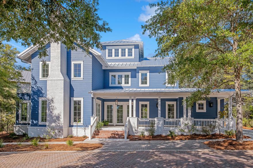 Legacy canopy oaks & longleaf pines in the peaceful Forest Lakes neighborhood surround the oversized lot for this new construction home designed by Tim McNamara. The 4BR/4.5BA custom home on a concrete slab foundation is now complete. Upscale finishes & features in this home are curated by interior designer, Leslie Floyd. Enjoy spring Gulf breezes from the 1st level covered porch & 2nd level open deck. Highlights are the spacious kitchen, large casement windows, 1st level primary suite, 3rd floor crow's nest & floor to ceiling shower tile. This gated community features nearby beach & state park access, playground, a lake with walking bridge & a large community pool. Forest Lakes is also conveniently located near Gulf Place & Blue Mountain Beach with plenty of restaurants & shopping.