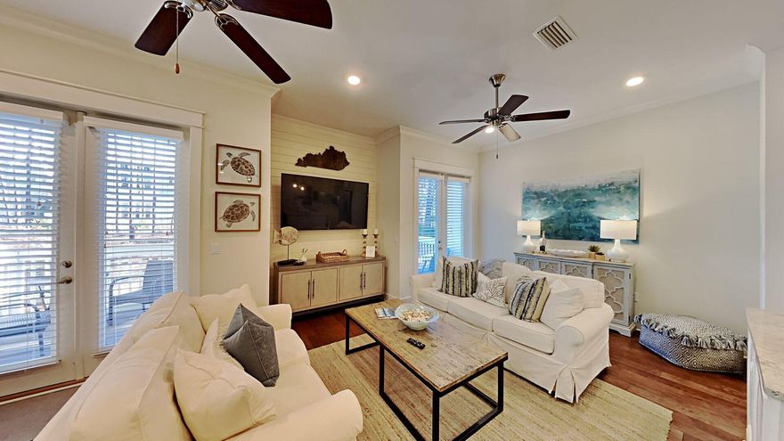 ''Serendipity by the Sea'' is ideally located near the pool at Prominence and backing to a large community green space making it a great second home, primary residence, or rental investment. The ''Bahamas'' floor plan is the largest three-bedroom Triplex plan available and boasts an open living room, kitchen and dining area on the first floor, perfect for family gatherings and entertaining. This fabulous three-bedroom, two-and-a-half bathroom townhouse with two-car garage in Prominence is being sold furnished and rental ready. There is a convenient half bathroom located on the first level, as well as the laundry room. Enjoy the Florida sunshine from the large deck located off the living area.