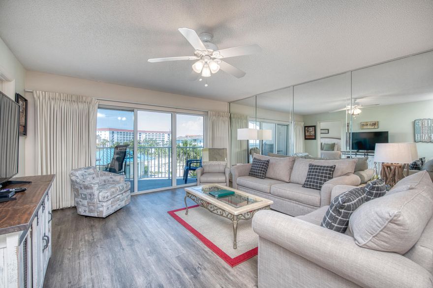 This lovely 2 bedroom 2 bath condo is located a few steps from the white sandy beaches of Okaloosa Island. Located on the gulf side, this unit provides easy and quick access to the indoor/outdoor pool and beach. Updates include new paint, LVP flooring, new furniture/beds, updated decor, new HVAC (Feb 2018), and new hot water heater (Feb 2018). Other features include owner's closet, stackable washer & dryer, pantry, breakfast bar, and an open floorpan. The oversized balcony provides gorgeous views of the Gulf and is accessible from the living room and master bedroom.Seacrest is located on the quiet side of Okaloosa Island. On-site amenities include a fitness center, barbecue grill/picnic area, heated gulf front swimming pool, plenty of parking, meeting space, and on-site management.