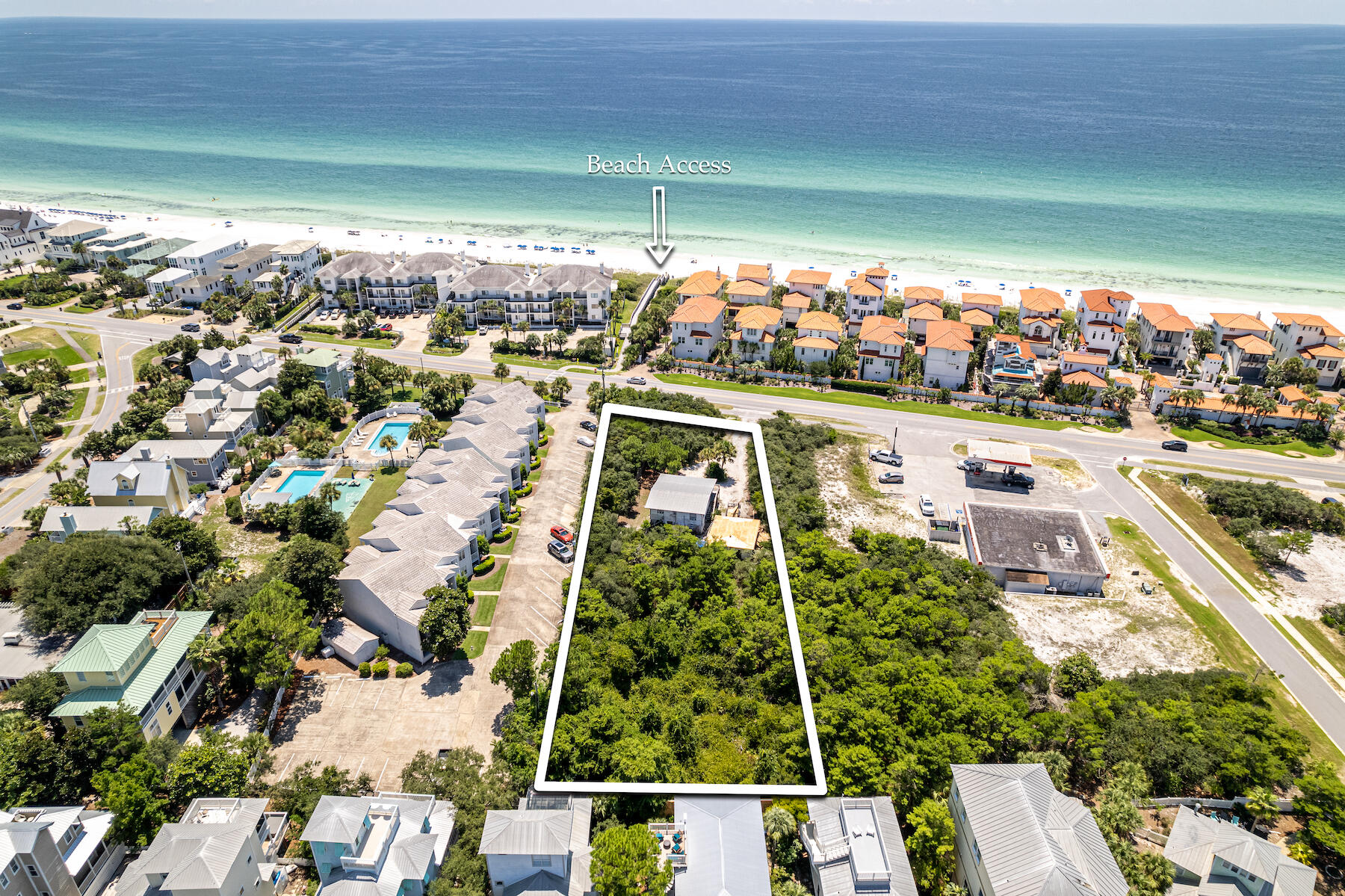.72 Acres sitting high on West Hwy 30A zoned Neighborhood Infill, which allows up to 8 units per acre. Across the street from beach access. Easy walk to Gulf Place. Also see residential MLS Listing # 905878. All information is believed to be accurate but should be verified.